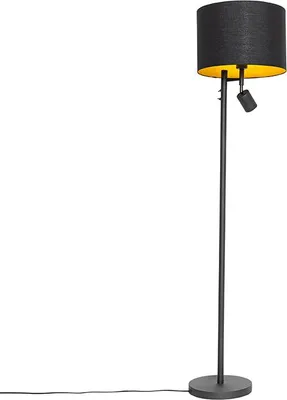 Produktbild von Stehlampe Schwarz mit Goldenem Interieur und Leselampe Jelena