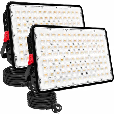LED-Strahler 400W 2er-Pack 40000LM Warmweiß IP66 Außen