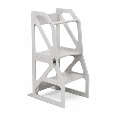 Productafbeelding van 2-in-1 Montessori Leertoren, Verstelbare Houten Keukenhulp voor Kinderen, Pastelgrijs – leg&go Modustep