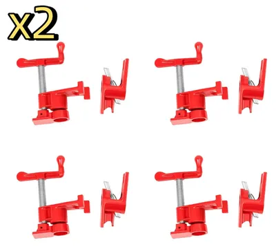 Produktbild von Rohrschraubzwingen Holzverleimung - Für 1,9 cm Rohre - Schweres Gusseisen - Schnellspanner - Profi-Holzbearbeitungswerkzeug - 2 Sets (8 Zwingen)