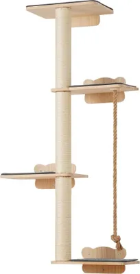 Produktbild von Katzenregalbaum - Katzenkratzturm - Wandkratzbaum für Katzen - 125 cm Katzenbaum - Katzenmöbel für Kratzspiel und Entspannung