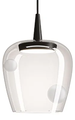 Produktbild von Zafferano Bilia Pendelleuchte, 230 V LED, 8 W, aus mundgeblasenem Borosilikatglas, sandgestrahlt schwarz, Durchmesser 18 cm, Gesamthöhe 324 cm
