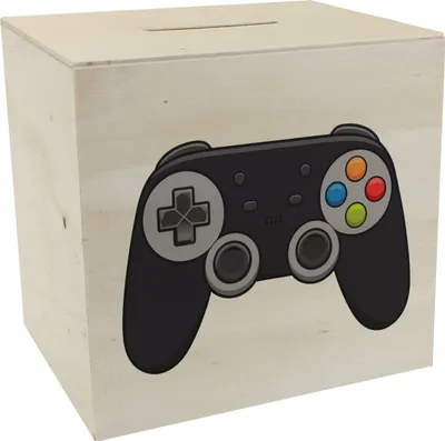 Produktbild von Videospiel-Controller Spardose aus Holz - Gamer Sparschwein