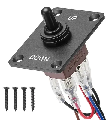 Immagine prodotto di Interruttore a bilanciere VEVOR, interruttore a bilanciere a 6 poli con inversione di polarità (ON)-OFF-(ON) 12 V CC/30 A 250 V CA/15 A – con piastra di montaggio su-giù e cappuccio impermeabile per bagagliaio di auto, auto, barca