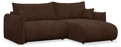 Image de Selsey Cushi – Canapé d'angle convertible, pouf à droite, chenille marron