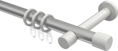 Produktbild von Interdeco Gardinenstange / Vorhangstange Silbergrau / Weiß, Typ Prestige Santo (Kappe), 20 mm Ø 1-läufig, 400 cm