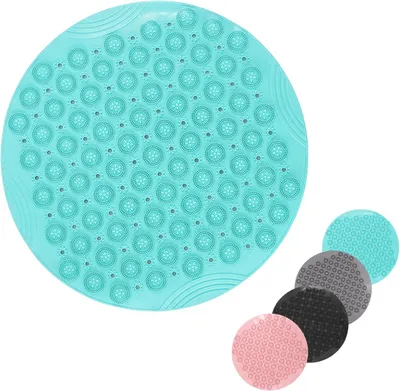 Imagen del producto de Alfombrilla redonda para ducha, antideslizante, de 53 x 53 cm, con ventosas, para usar en la ducha