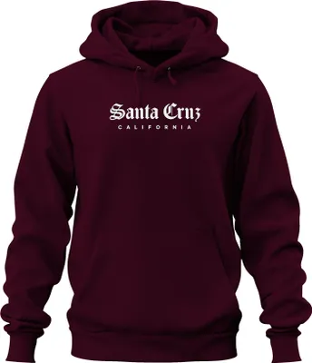 Obrázek produktu pro Santa Cruz California Surf Skate Vintage OldEnglish Script Uni mikina s kapucí, burgundská, XL