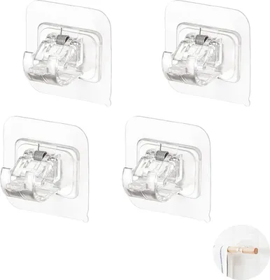 Produktbild von Selbstklebende Gardinen Stangen Halterung Vorhang Haken Halter Gardinenstange Halterung gardinenstange ohne Bohren zum Aufhängen von Vorhängen oder Handtuchstangen 4 Stück