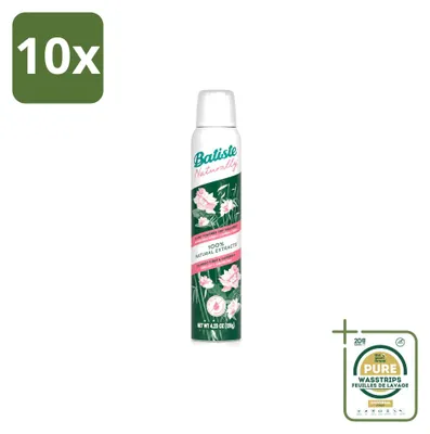 Imagen del producto de 10 unidades de champú seco Batiste Naturally con fibra de bambú y gardenia, 200 ml - Paquete de suministro