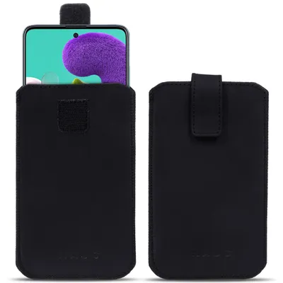 Produktbild von Leder Hülle für Samsung Galaxy A41 Schutzhülle Schwarz Handy Sleeve Tasche Case