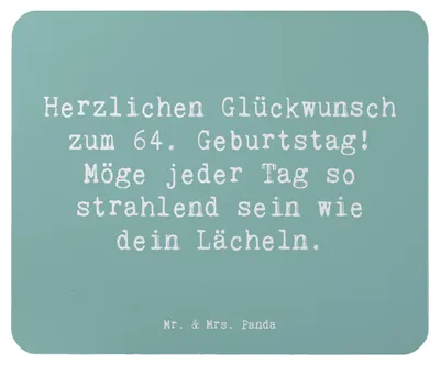 Produktbild von Mr. & Mrs. Panda Mauspad Spruch 64. Geburtstag - Meeresbrise - Geschenk, computer, Geburtstagspersonalisiert, Alter, pc mausunterlage, Mousepad, Herzlichen Glückwunsch