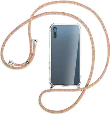 Produktbild von Handykette Backcover-Schutzhülle mit Band (Metall silberfarben) für Sony Xperia XZ, XZs - Rainbow