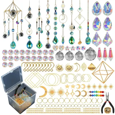 Immagine prodotto di Kit per creare decorazioni solari, 400 pezzi, set di cristalli con pinza e istruzioni, ideale per finestre, giardino e decorazioni