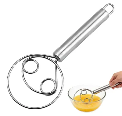 Deense deegklopper aus Edelstahl, 19,5 cm, für Teig und Gebäck