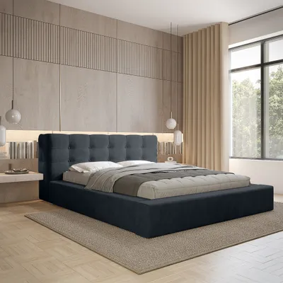 Produktbild von Polsterbett Doppelbett ANTONIO Komplettset 180x200cm in Stoff Ditra Blau