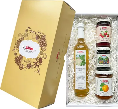Produktbild von Darbo Geschenkkarton Weihnachten klein - Geschenkpaket gefüllt mit Darbo Sirup - Marmelade und Honig