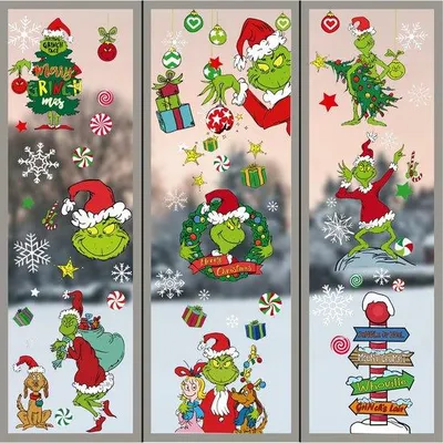Produktbild von Weihnachtsfensterdekor, 9 grüne Monster Folien, selbstklebend
