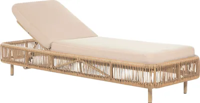 Zdjęcie produktu dla BELIANI Leżak ogrodowy beżowy rattan 190 x 70 cm beżowa poducha regulowany zagłówek