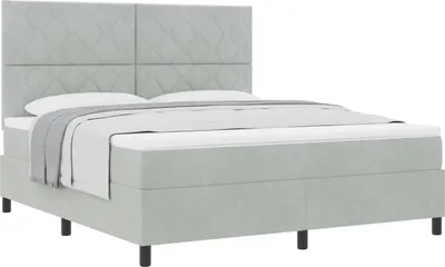 Produktbild von vidaXL Boxspringbett mit Kopfteil Hellgrau 180 x 200 cm Samt