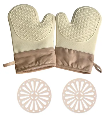Produktbild von Ofenhandschuhe und Topflappen Set, hitzebeständig, 1 Paar, für die Küche