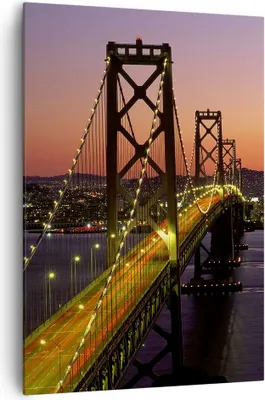 Produktbild von Bild auf Leinwand - Leinwandbild - Einteilig - Brücke Fluss Landschaft - 70x100cm - Wand Bild - Wanddeko - Wandbilder - Leinwanddruck - Wanddekoration - Leinwand bilder - Wandbild - PA70x100-0120