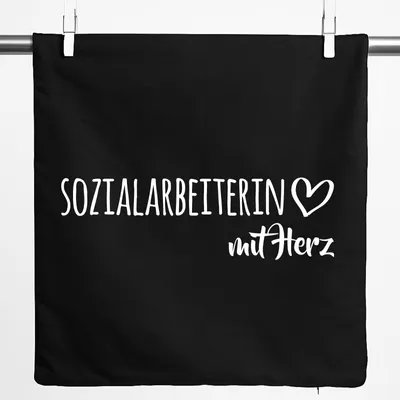 Produktbild von Huuraa Kissenbezug Sozialarbeiterin mit Herz 40x40cm Black Baumwolle Dekokissenbezug Geschenkidee