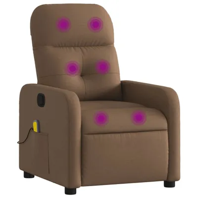 Produktbild von Brauner Stoff Massagesessel mit 6-Punkt-Vibrationsmassage, manueller Liegefunktion, 66x89x96 cm (B x T x H)