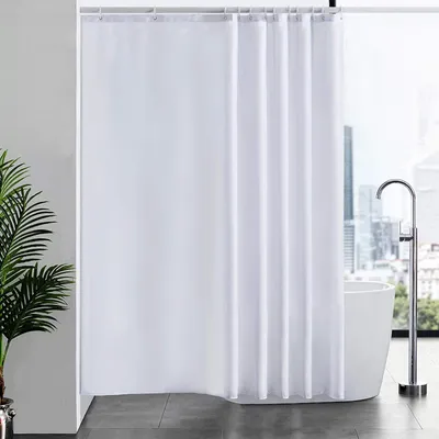 Zdjęcie produktu dla Zasłona prysznicowa z tkaniny antypleśniowej Furlinic biała 200x200cm