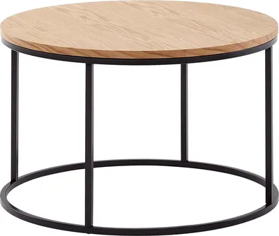 Produktbild von Famanu Salontisch - Modernes Eichen-Design mit Metallgestell - Rund - 70x70x45 cm