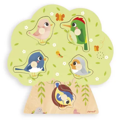 Obrázok produktu pre Janod Hudobné puzzle Vtáky – vzdelávacie drevené puzzle