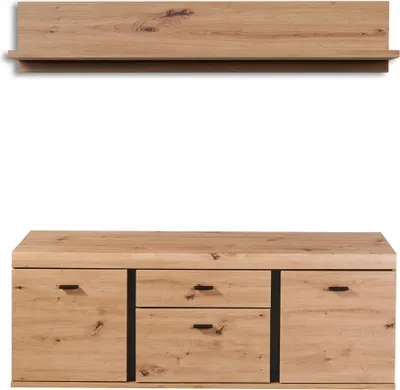 Produktbild von Lowboard und Wandboard 2 trg. 150x180x42 cm Artisan , Abs.Schwarz