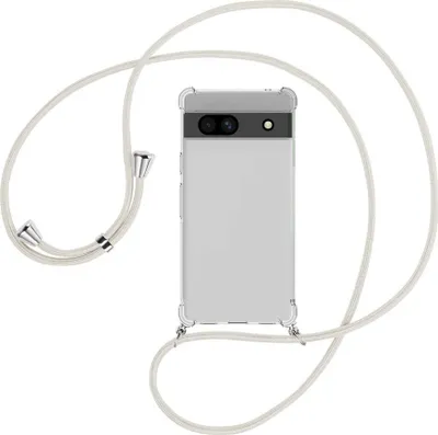 Produktbild von Handykette Backcover-Schutzhülle mit Band (Metall silberfarben) für Google Pixel 7a - broken white