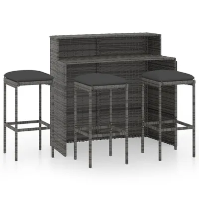 Produktbild von vidaXL 4-tlg. Gartenbar-Set mit Kissen Grau
