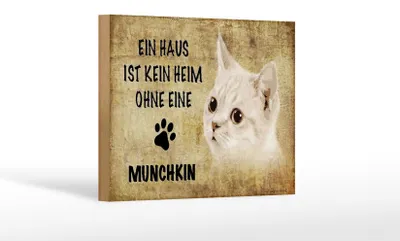 Produktbild von Holzschild Spruch 18x12cm Munchkin Katze ohne kein Heim