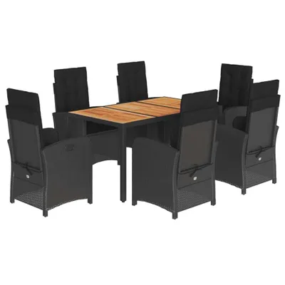 Produktbild von vidaXL 7-tlg. Garten-Essgruppe mit Kissen Schwarz Poly Rattan
