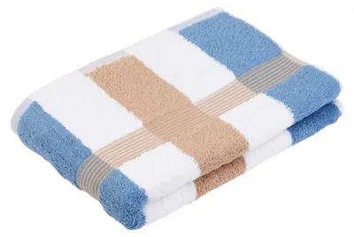 Zdjęcie produktu dla Ręcznik prysznicowy i kąpielowy w paski z pętelką do zawieszania, 100% bawełna, 70 x 140 cm – 9700