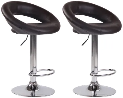 Produktbild von CLP 2er Set Barhocker Olinda Kunstleder höhenverstellbar und drehbar braun Gestell Farbe chrom