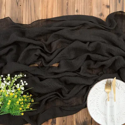 Produktbild von Tischläufer Musselin Stoff 300 x 80 cm Käsetuch Schwarz