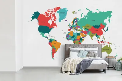 Produktbild von Weltkarten-Wandteppich - Farbenfroh - Leicht - Breite 330 cm x Höhe 220 cm