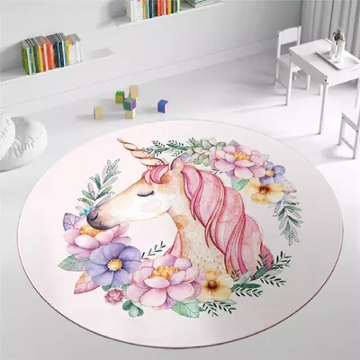 Produktbild von Runder Teppich für Kinder mit Tiermotiv, für den Innenbereich