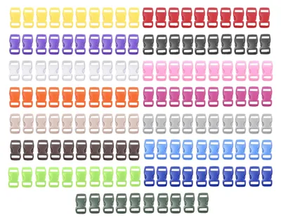 Mini-Steckschnallen, 150 Stück, 10 mm, 15 Farben, für Bänder und Gurte