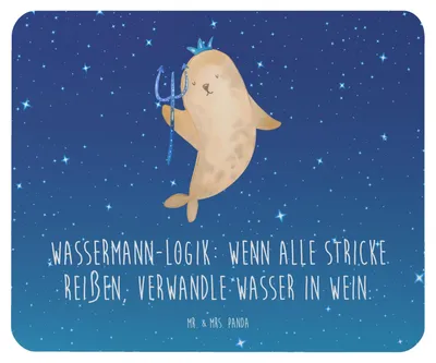 Produktbild von Mr. & Mrs. Panda Mousepad Wassermann Logik - Sternenhimmel Blau - Geschenk, Mouse Pad, Horoskop, pc mausunterlage, Persönlichkeit, Geschenke Astrologie, Mauspad