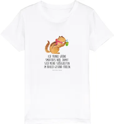 Produktbild von Mr. & Mrs. Panda Kleinkinder T-Shirt Eichhörnchen Smoothie 12-14 Jahre (152/164) - Weiß - Geschenk, Teenager, Streifenhörnchen, Green Smoothies, Kindershirt, Diät, Kinder