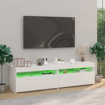 Image de Maison Exclusive - Meubles TV 2 pièces avec éclairage LED Blanc 75x35x40 cm