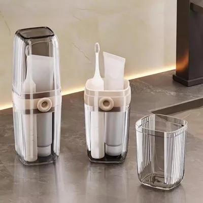 Obrázek produktu pro Držák na zubní kartáčky na cesty, přenosný organizér na zubní pastu, držák na zubní kartáčky a pastu na cesty, do hotelu, na kempování, pro děti