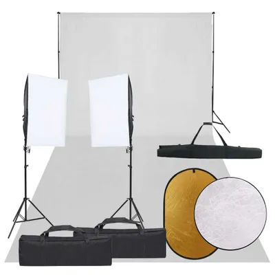 Produktbild von Fotostudio-Set mit Beleuchtung, Hintergrund und Reflektor