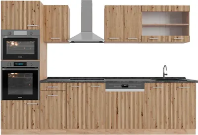Produktbild von Küchenzeile Vicco R-Line Artisan-Eiche/Goldkraft Eiche 300 cm mit Hochschrank, AP Anthrazit, Model 48913