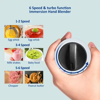 Produktbild von 5-in-1 Handmixer-Set – Handmixer – Handmixer-Set inklusive tragbarem Mixer – 800 ml Hackbecher – Schneebesen