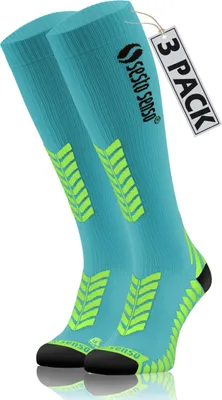 Produktbild von Sesto Senso Sportliche Kniestrümpfe Unisex Hohe Atmungsaktive Sportsocken Türkis 35-38 - 3er-Pack